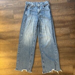 American Eagle AE Super High Rise Baggy Wide Leg  Jeans Sz 0